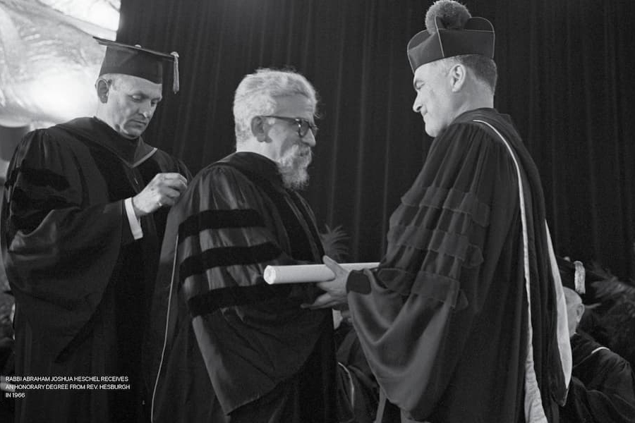 Rabbi Abraham Joshua Heschel Recieves Honorary Degree from Fr Hesburgh